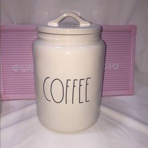 Rae Dunn COFFEE Canister large white flat top lid